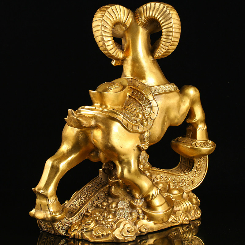 【义拍】黄铜吉祥羊摆件 南都禅寺佛法加持 7.1kg