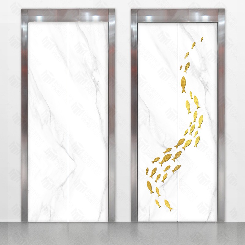 仿大理石纹电梯门贴纸 个性电梯装饰画 防水自粘电梯贴画简约素色