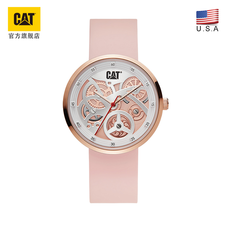 CAT卡特手表时尚休闲镂空机械风男女款玫瑰金白金黑金石英表手表