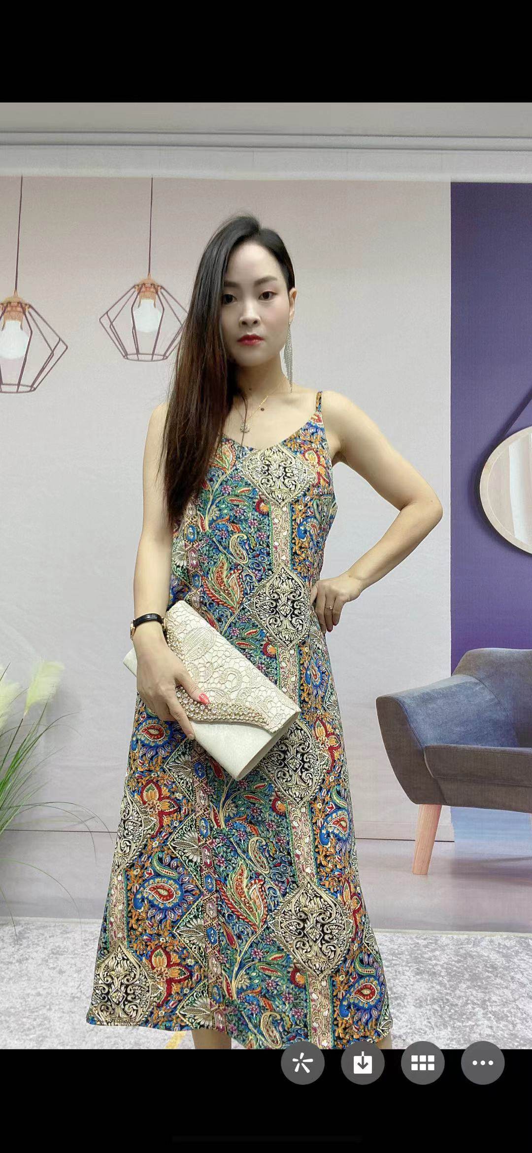 河北欣欣服装555单肩带时尚腰果吊带裙