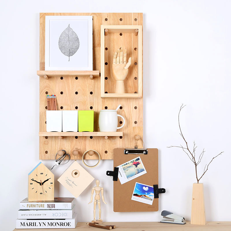 Buy MEYA HOME Solid Wood Wall Pegboard Rack, Wall Control Kitchen