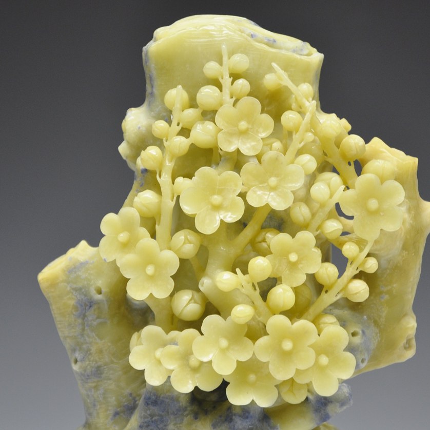 国石 青田石雕摆件《梅花》 送赠品