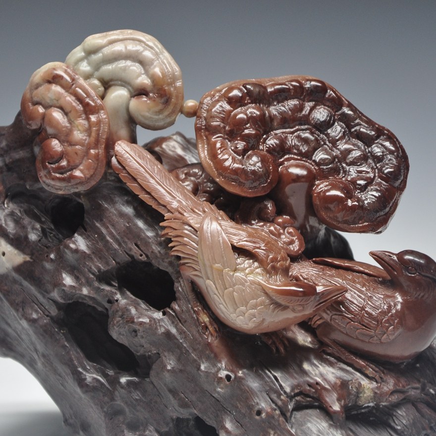 《灵芝》青田石雕摆件石质油润 寓意吉祥 收藏