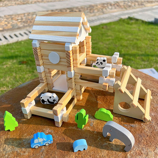 鲁班榫卯积木动手拼搭小小建筑师房子小屋木头儿童早教益智力玩具