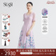 SUSSI/古色24夏商场同款风信紫法式宫廷风刺绣连衣裙女装