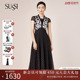 SUSSI/古色24夏商场同款黑色假两件波点经典款显高显瘦连衣裙女