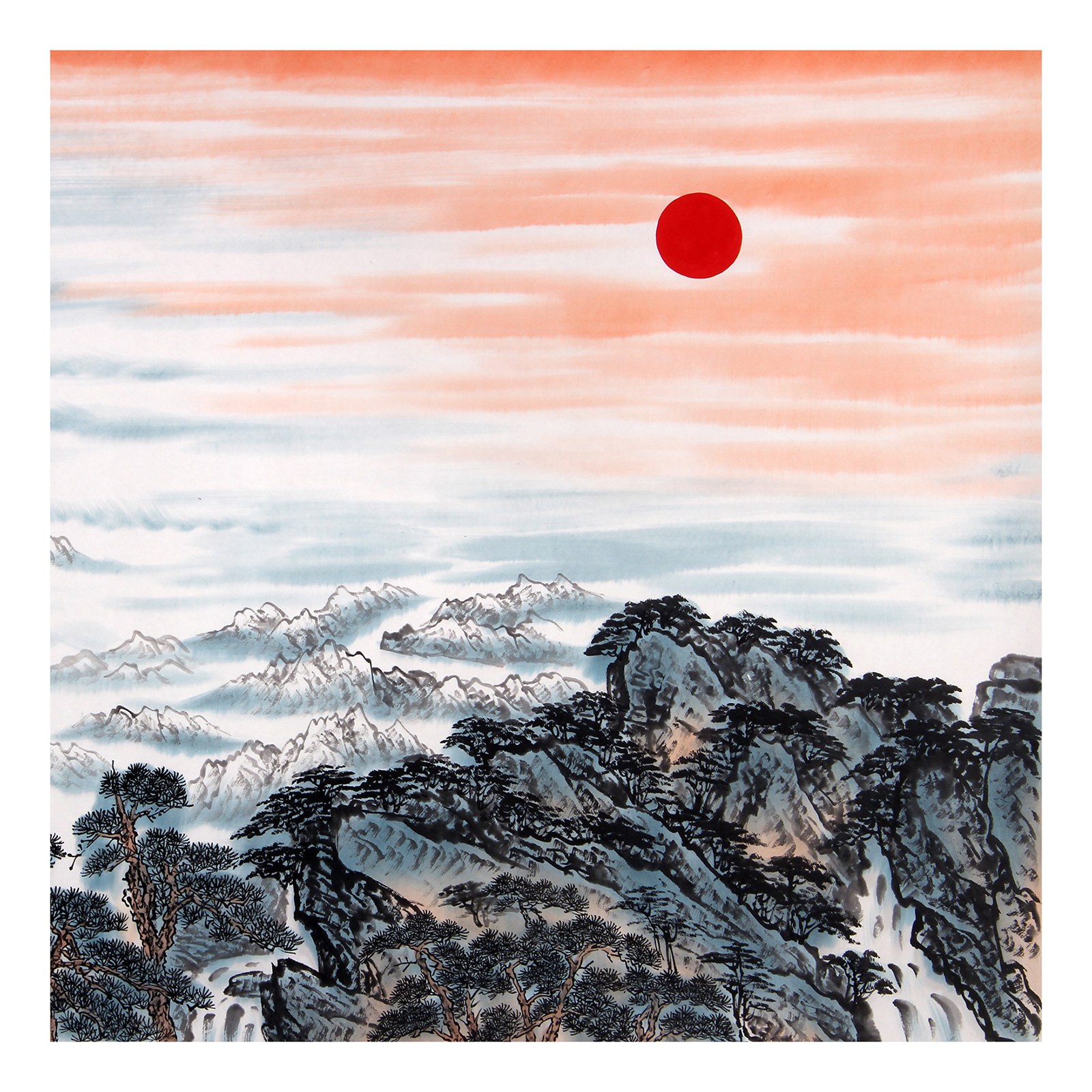 傅小红《江山如此多娇》已故中国画巨匠傅抱石孙女 有合影 巨幅