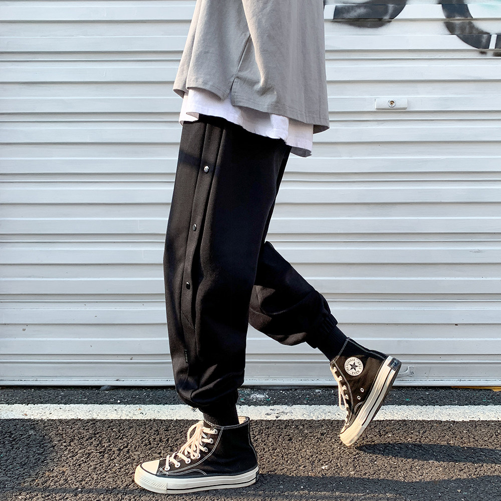 秋季百搭休闲运动卫裤男生港风宽松大码长裤束脚裤子潮wk598-p35图片