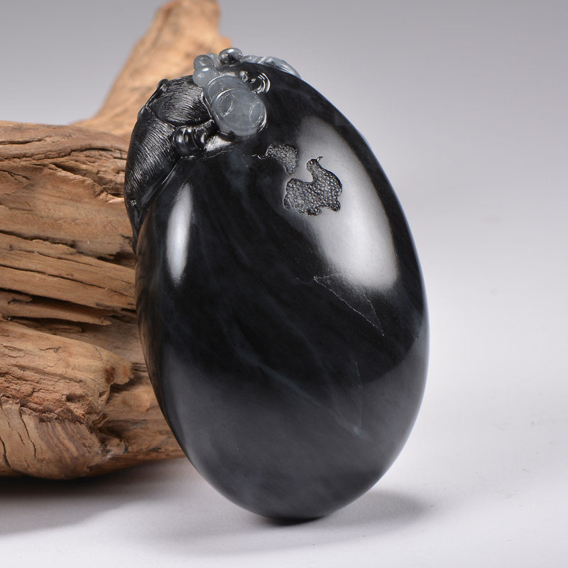 精雕新疆和田玉墨玉籽料手把件 代代数钱 224.39克 99