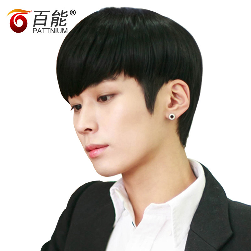百能帅气真人发丝假发男士韩版 逼真真发假发套 潮男学生假发短发