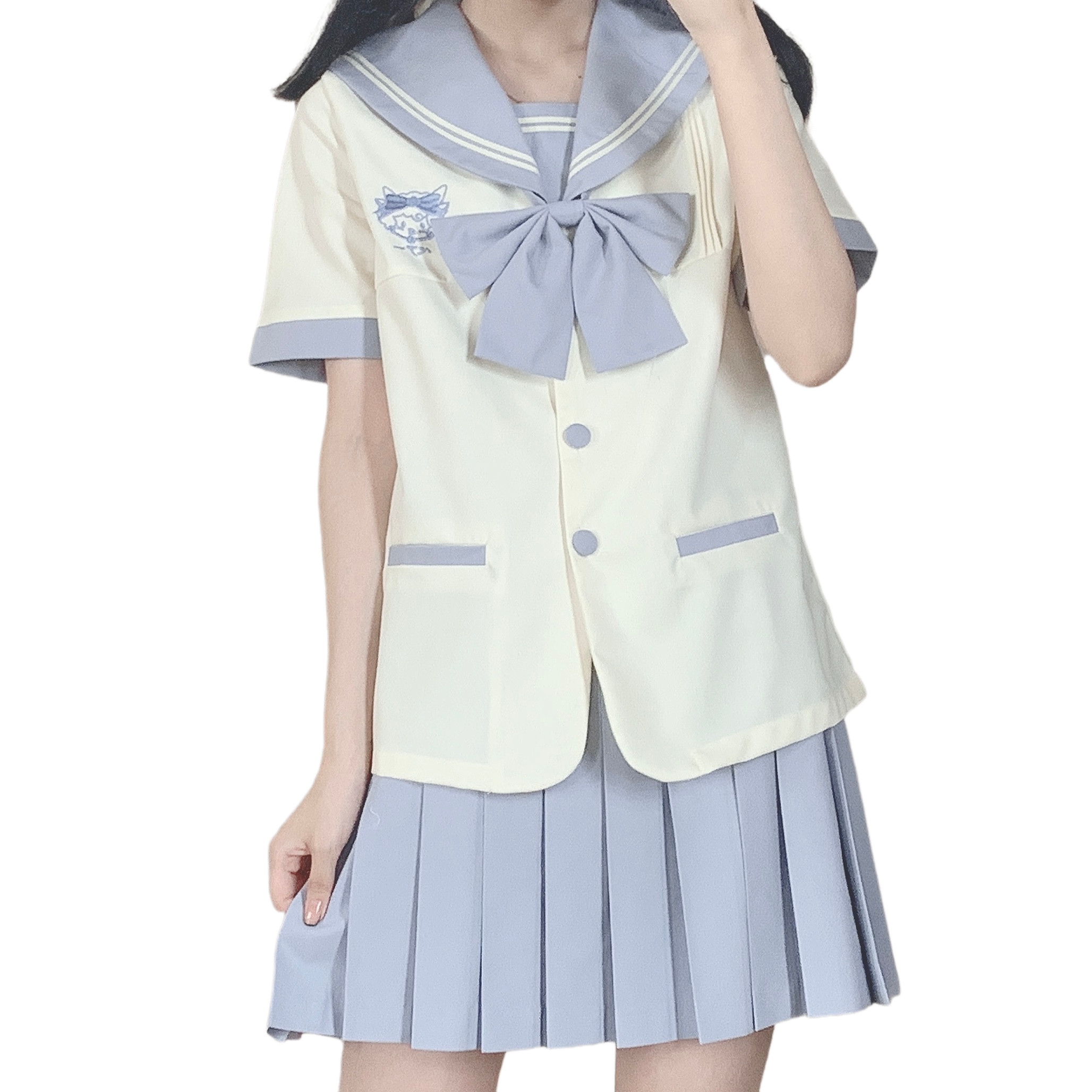 小瑾原创羊羊可爱幼稚园日系正统短袖刺绣水手服裙套装学生jk制服