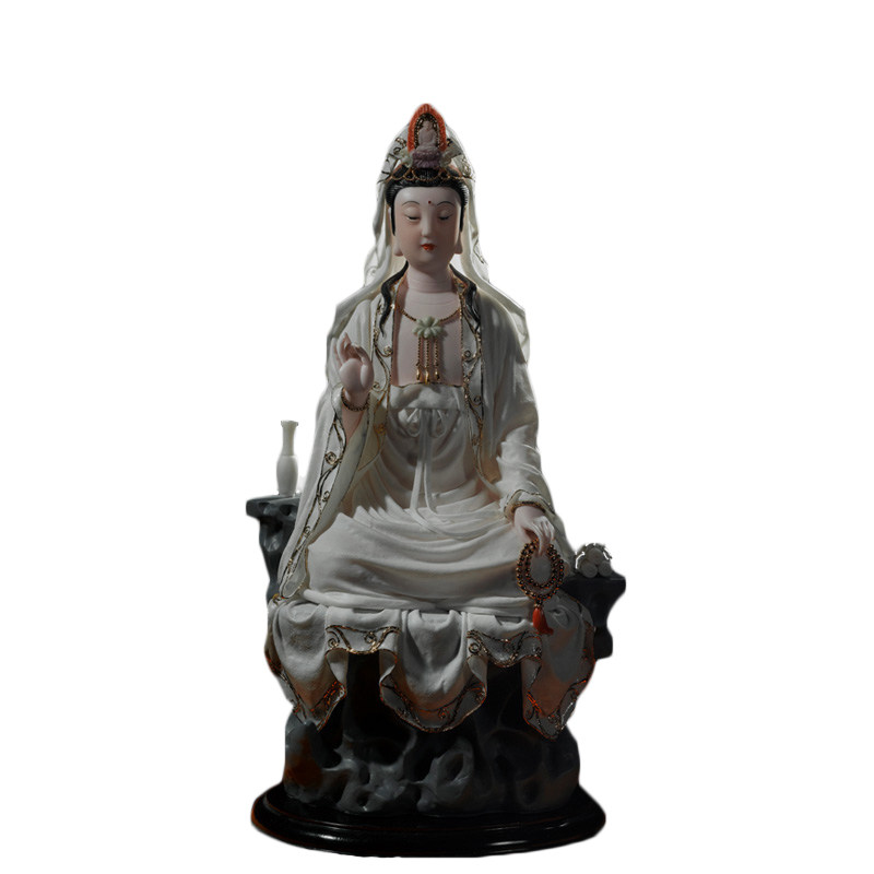 86岁高龄 弥勒之王邱双炯 国大师手签薄胎瓷雕《圣观音》