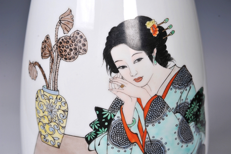 景德镇中青年陶瓷艺术家作品 江亚彬 古彩人物花瓶