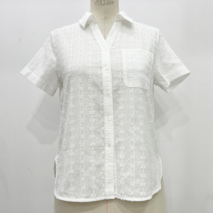 Phidias法式短袖上衣女夏天2024新款遮肚减龄显瘦高级感白色衬衫