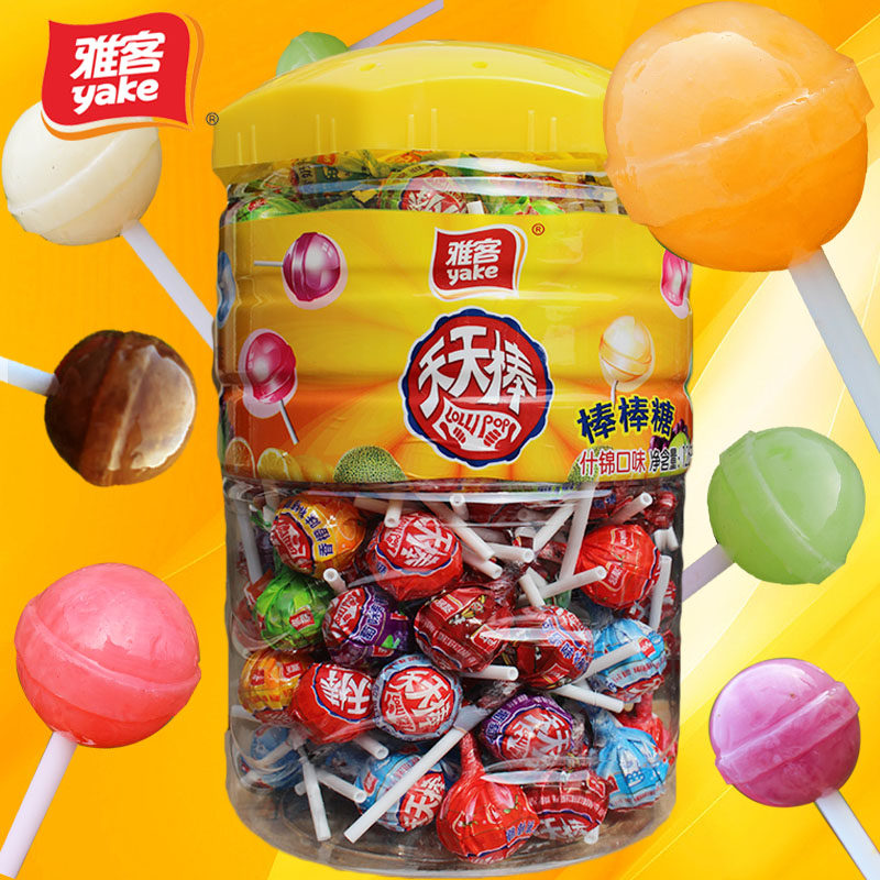雅客天天棒棒糖桶装150只儿童礼物婚庆喜糖果味年货大礼包棒棒糖