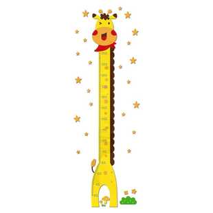 卡通长颈鹿3d身高墙贴宝宝身高测量尺儿童房幼儿园亚克力立体装饰
