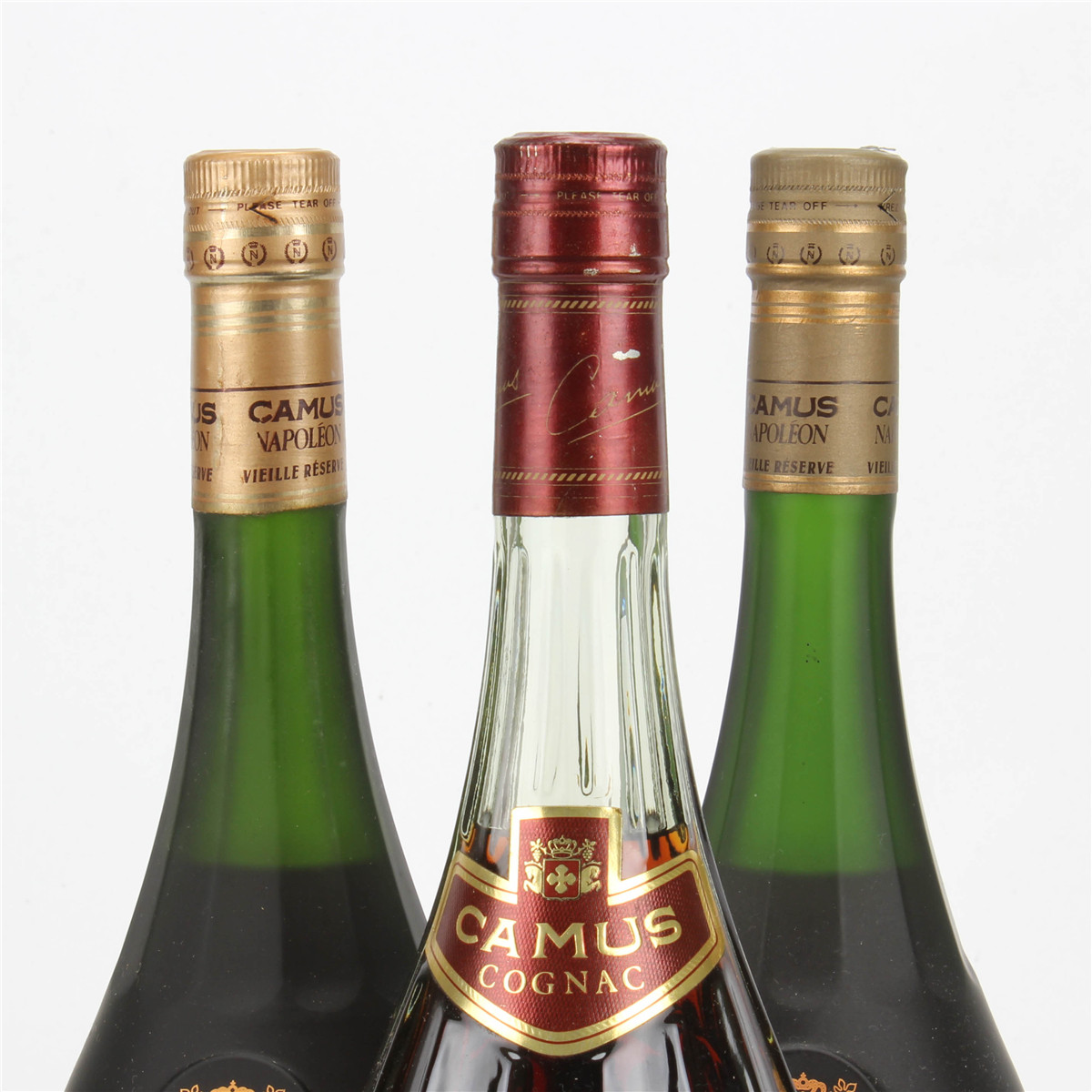 68.80/90年代2斤卡慕vsop 拿破仑 40度1000ml*3瓶老洋酒收藏