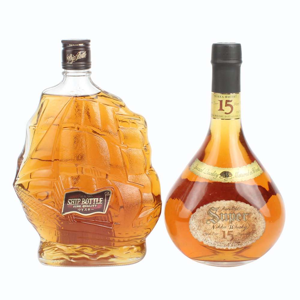 81.90年代三得利15年 帆船造型威士忌 43/40度700ml*2瓶