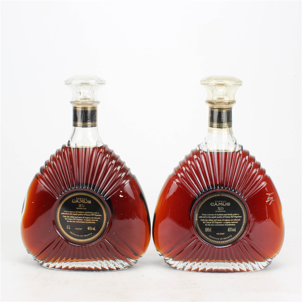 33.90年代2斤卡慕扁瓶xo 40度1000ml*2瓶老洋酒收藏