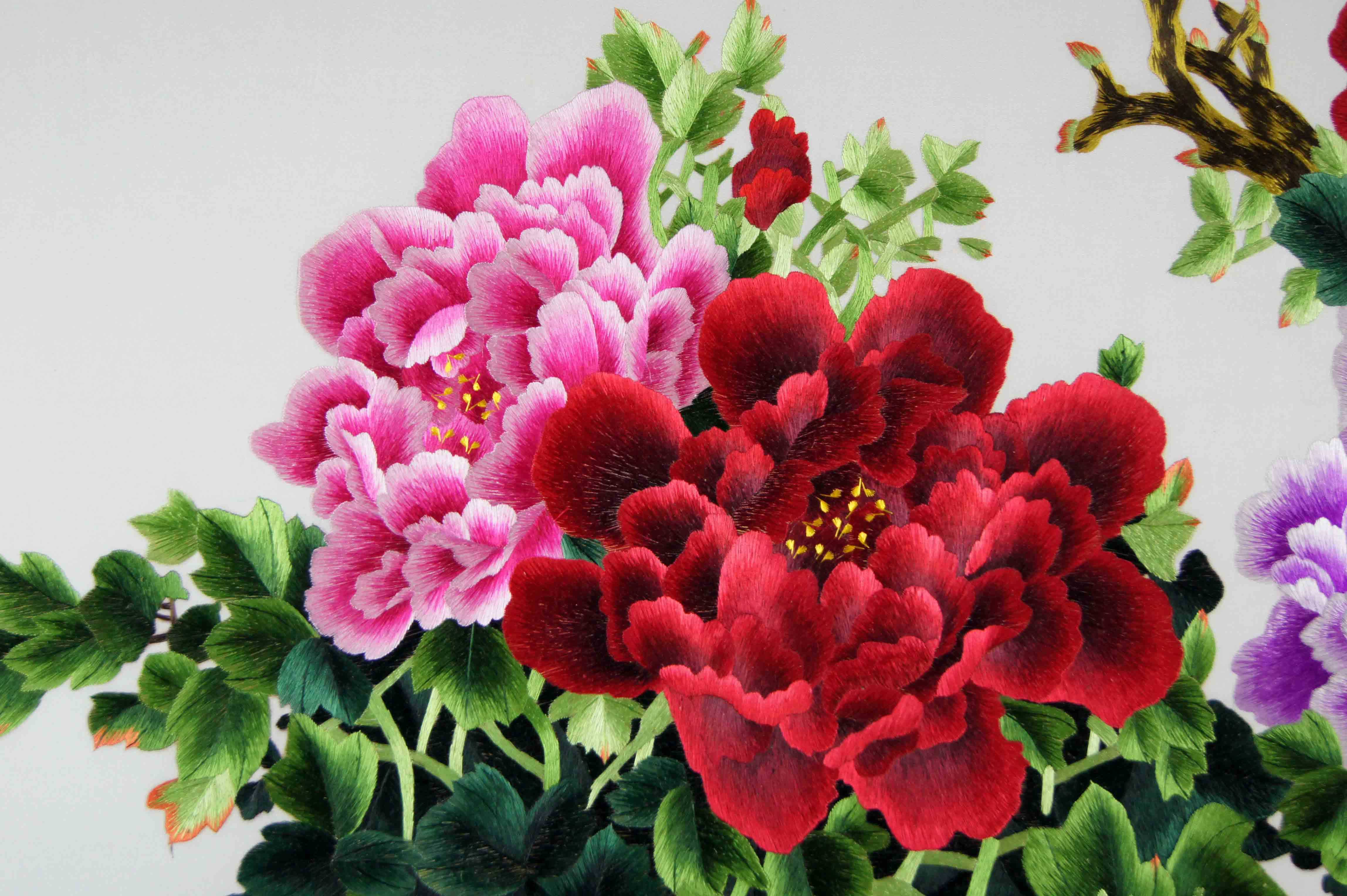 苏绣单面绣 《花开富贵》刺绣