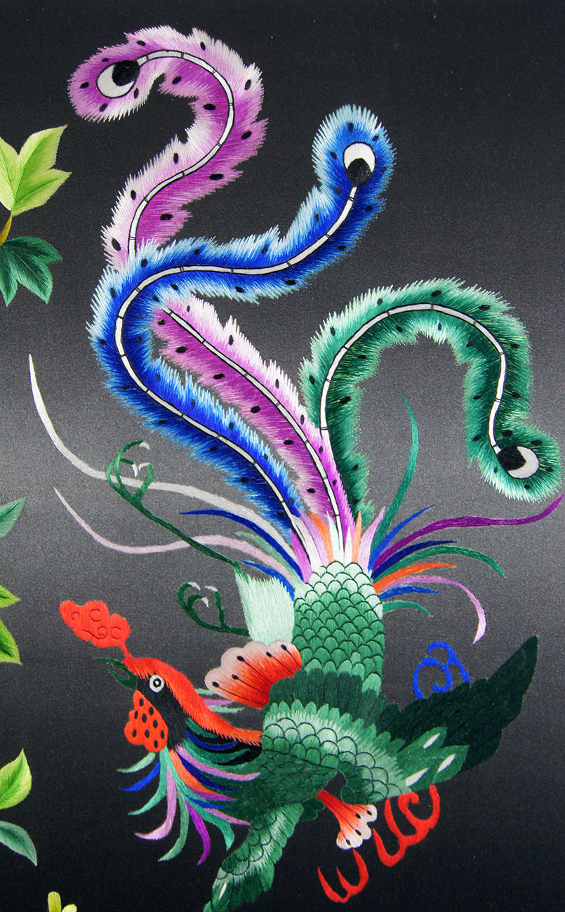 苏绣单面绣 《凤穿牡丹》刺绣