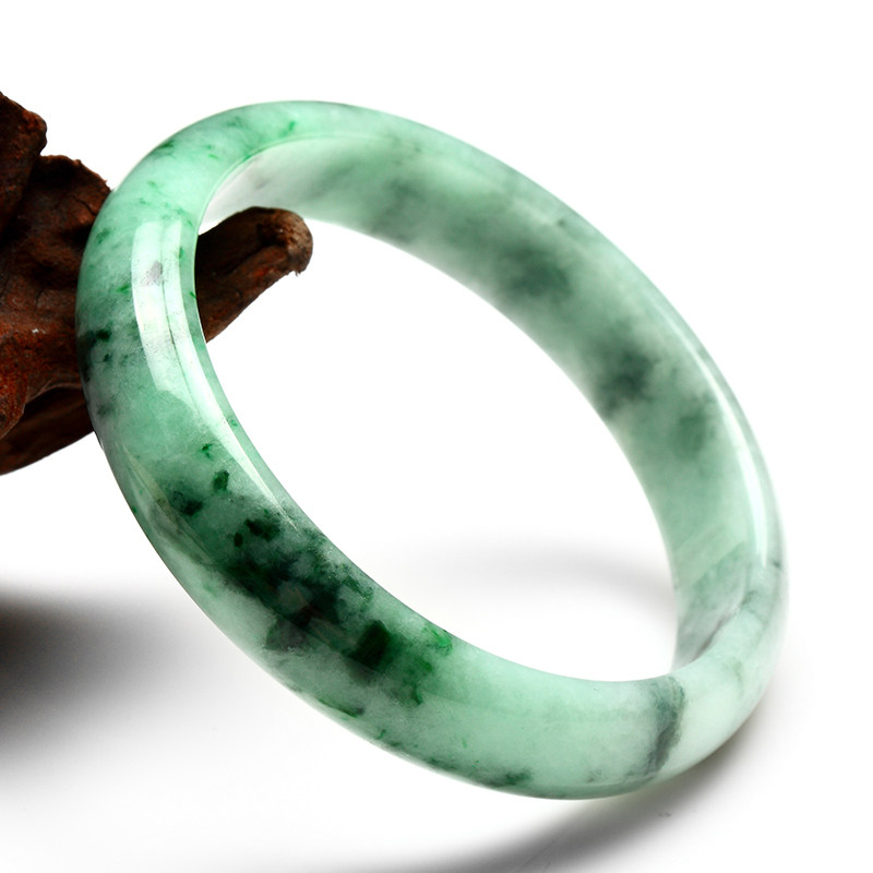 老坑冰糯种水润飘绿翡翠手镯 圈口:58.8 51.09g
