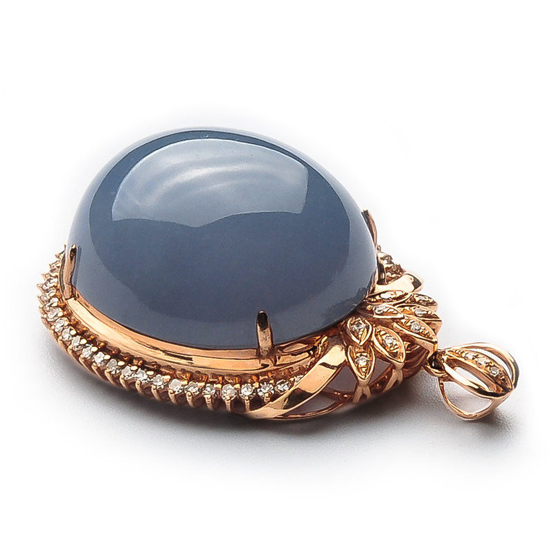 18k玫瑰金伴钻镶嵌冰种满紫鸽子蛋坠14.4g