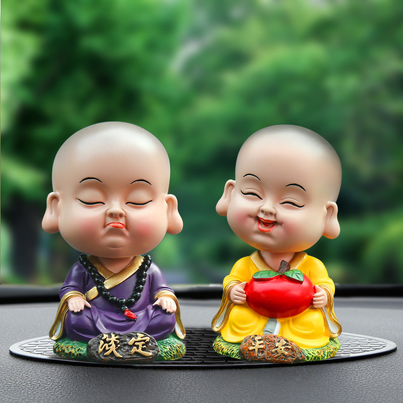 韩仙子可爱汽车摆件车内饰品车载摇头小和尚创意淡定公仔车上装饰