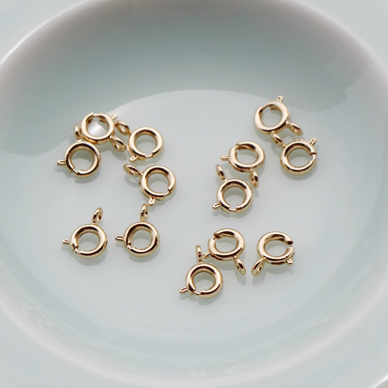 14k金手链扣_14k包金保色弹簧圆扣头自制手链项链收尾链接扣diy手工