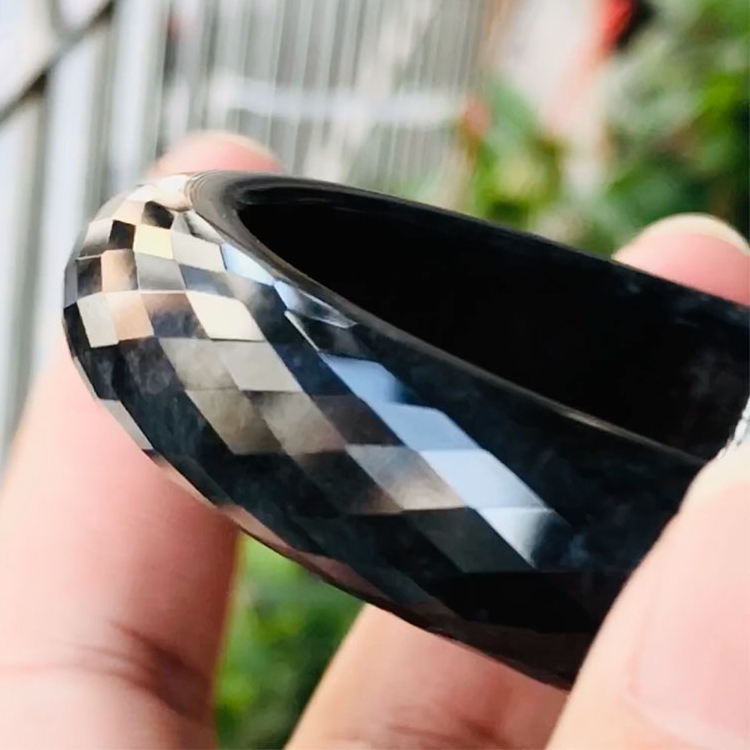 昀臻黑翡翠冰乌鸡手镯毛坯定制钻石切割半山半水小叮当宽细玉镯子