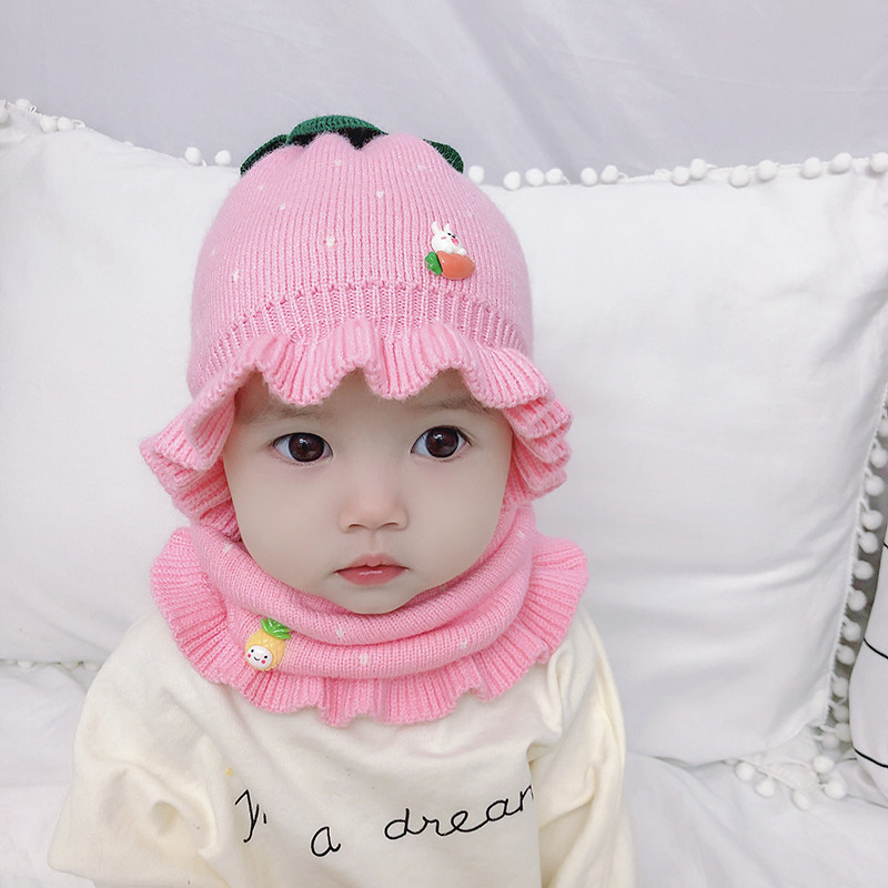 热销儿童棉帽子女冬5岁_可爱婴儿帽子秋冬季宝宝毛线1-2岁加厚夹棉