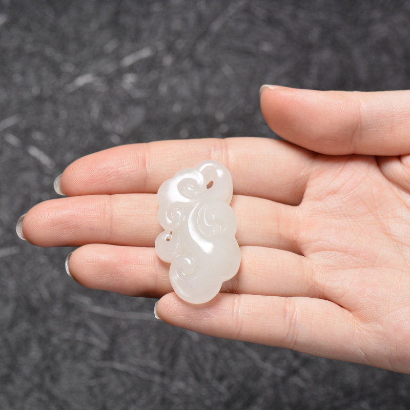 和田玉羊脂白玉如意吊坠11.0483克 洁白细润 语石良园