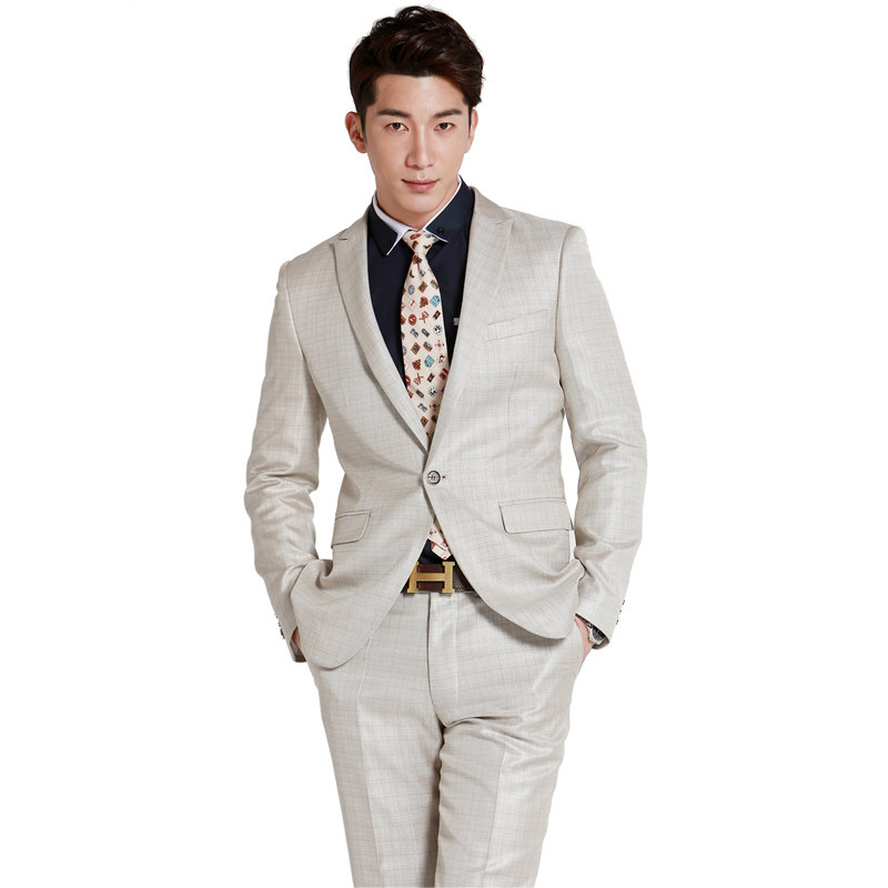 大全—轻奢西装男套装条纹修身韩版新郎结婚礼服男士商务休闲正装西服