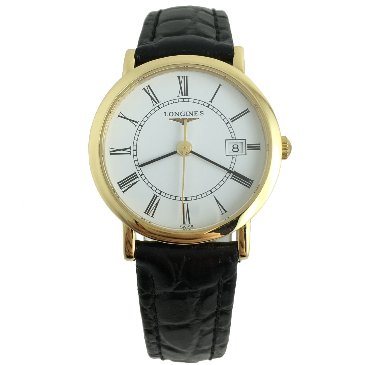 [国检][9.5新]浪琴/longines女士石英表军旗系列18k黄金jh273