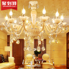 享受美水晶吊灯欧式客厅餐厅玉石蜡烛美式卧室大气奢华复式灯具