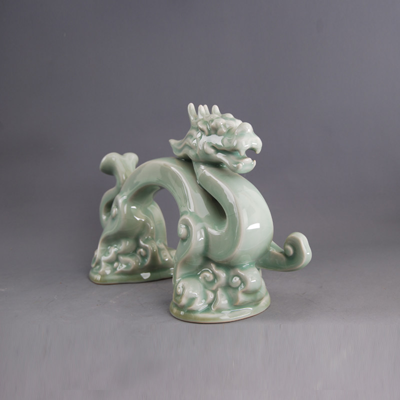 朱文立 中国陶瓷艺术大师 粉青 如意龙【汝瓷】