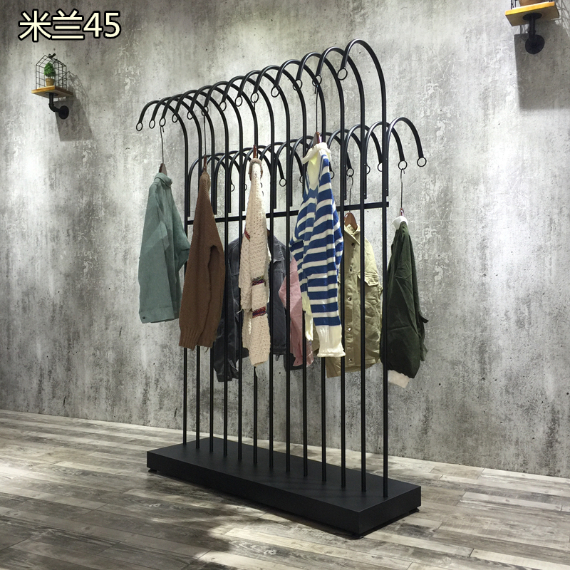 新款铁艺服装店衣架展示架双排中岛服装货架落地架女装店挂衣服架在类目 商业/办公家具, 服装店家具, 服装展示架中 - 来自Buy2taobao.com提供专业的淘宝代购服务