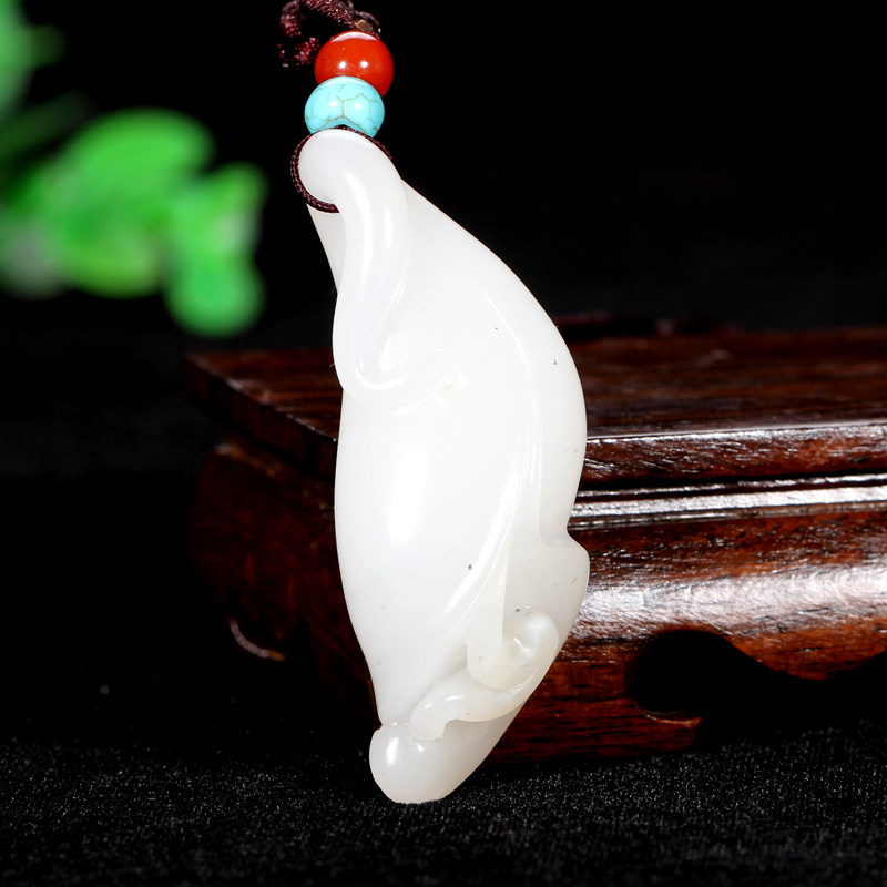 【玉雕名家张学文】和田玉羊脂白玉 百年好合 百合花挂件22.8克