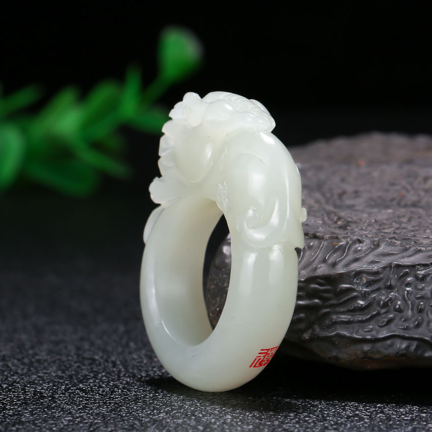 【瑞兽貔貅】王晓义玉雕工作室出品 和田玉戒指 19.08g me1802