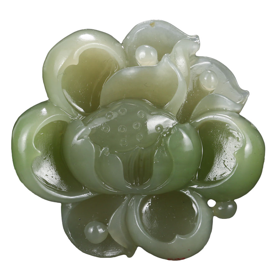 【荷花】王晓义玉雕工作室出品 和田玉挂件 67.60g me1462