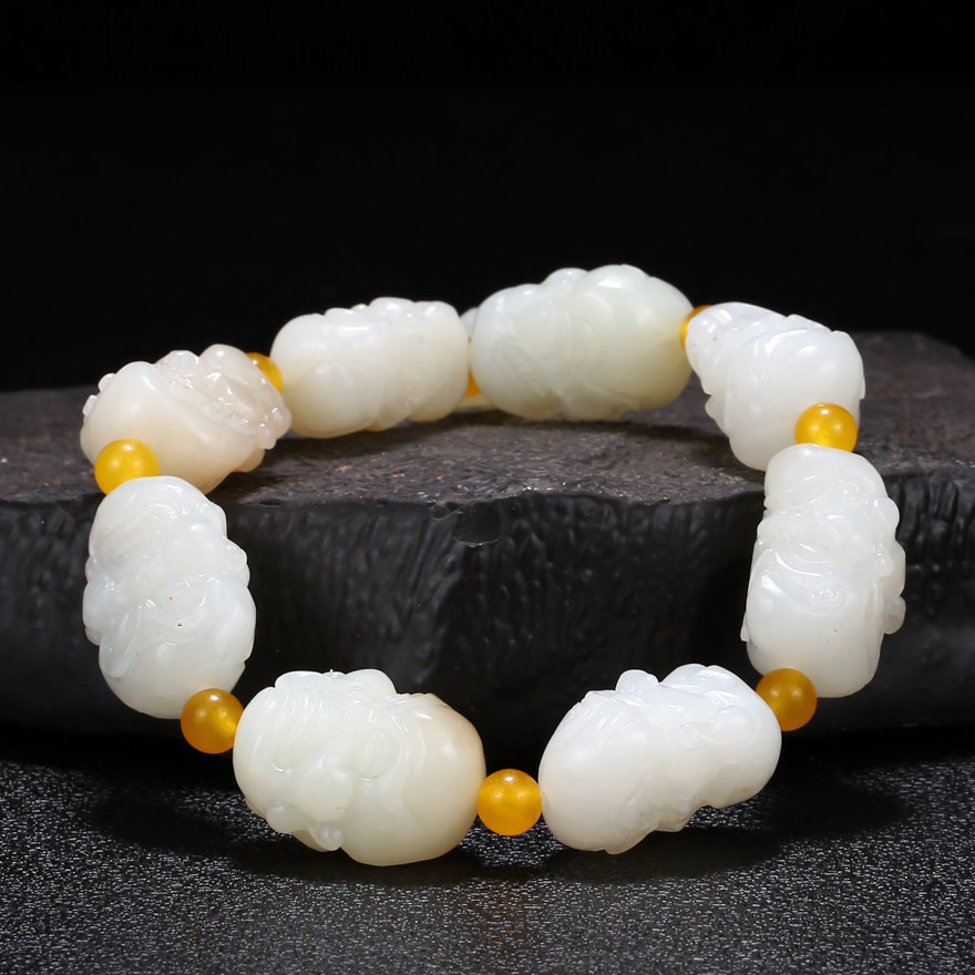 【十八罗汉】王晓义玉雕工作室出品 和田玉手串 95.62g me1859