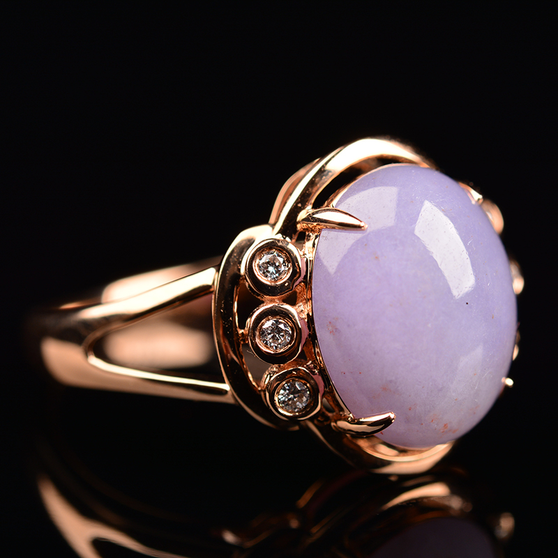 源腾珠宝★ 天然a货18k金镶钻紫罗兰戒指 3.30g