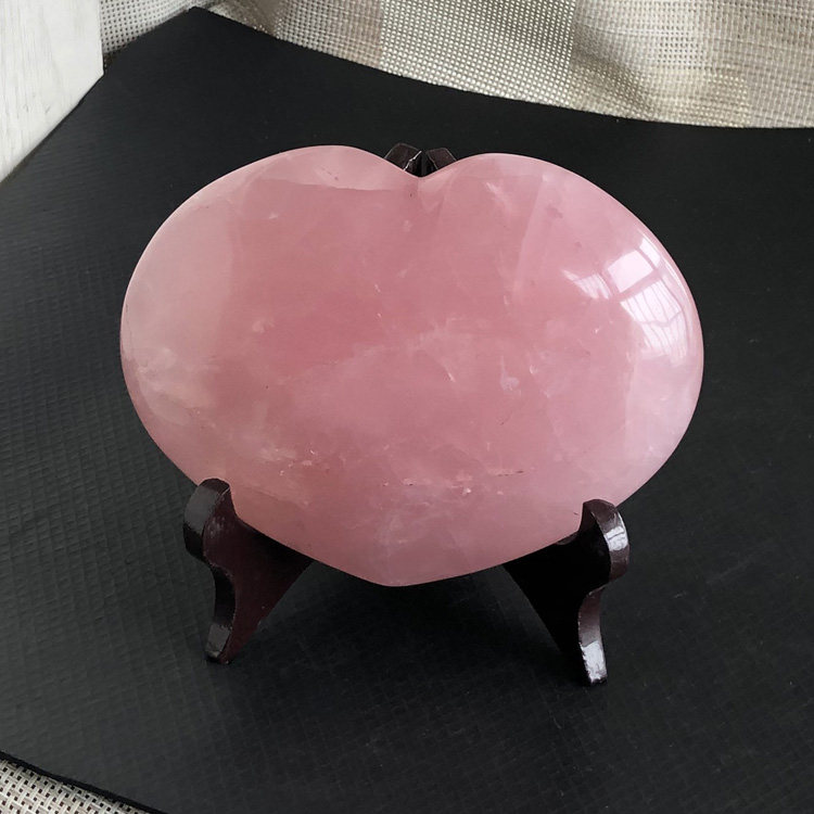 天然粉水晶爱心形摆件粉晶把玩水晶家居摆饰马粉色艳心心相印