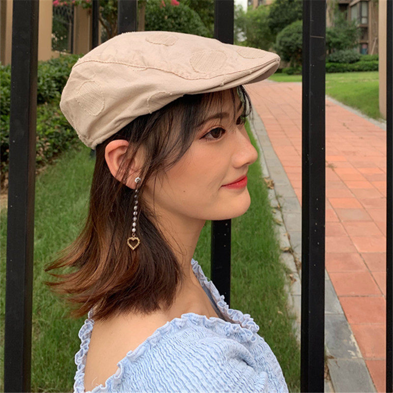 日系复古百搭前进英伦休闲短檐鸭舌帽女春夏雅痞街头贝雷画家帽子