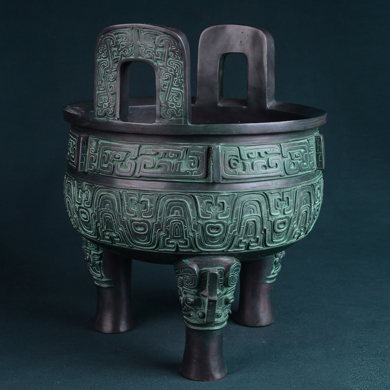 8.14kg 三足青铜仿古冲天耳香炉 辟邪护身 佛法加持