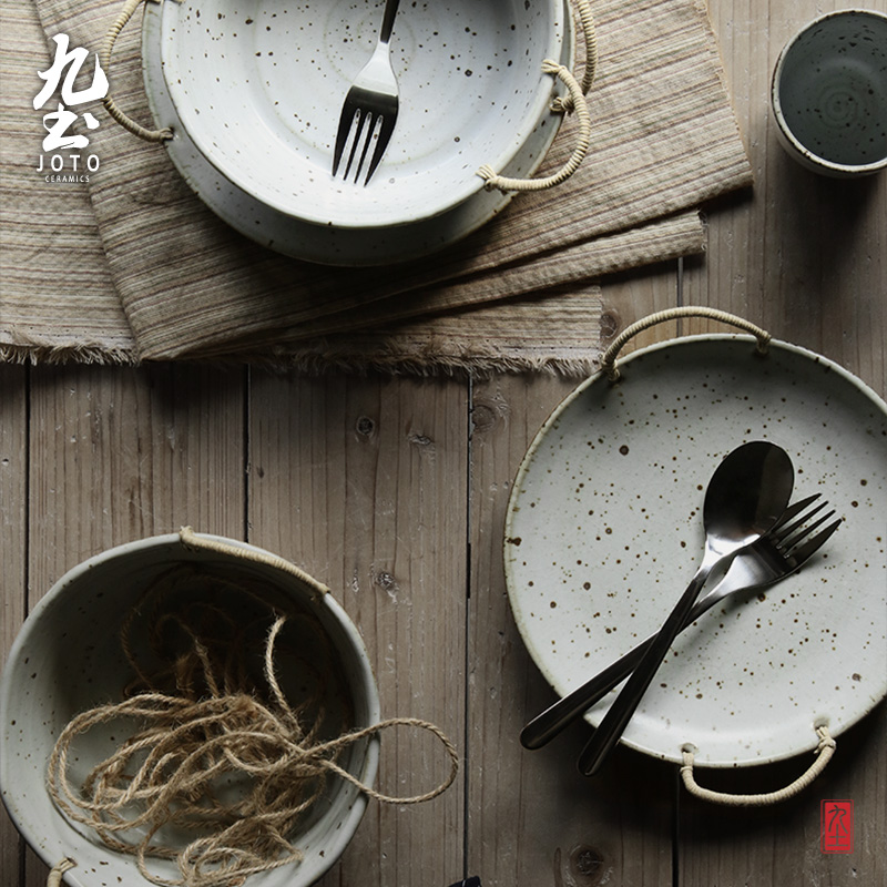 九土粗陶餐具複古碗盆盤家用果菜盤簡約創意陶瓷日式日式複古食器在類目 餐飲具, 餐具, 定製餐具, 家用瓷器中 - 來自Buy2taobao.com提供專業的淘寶代購服務