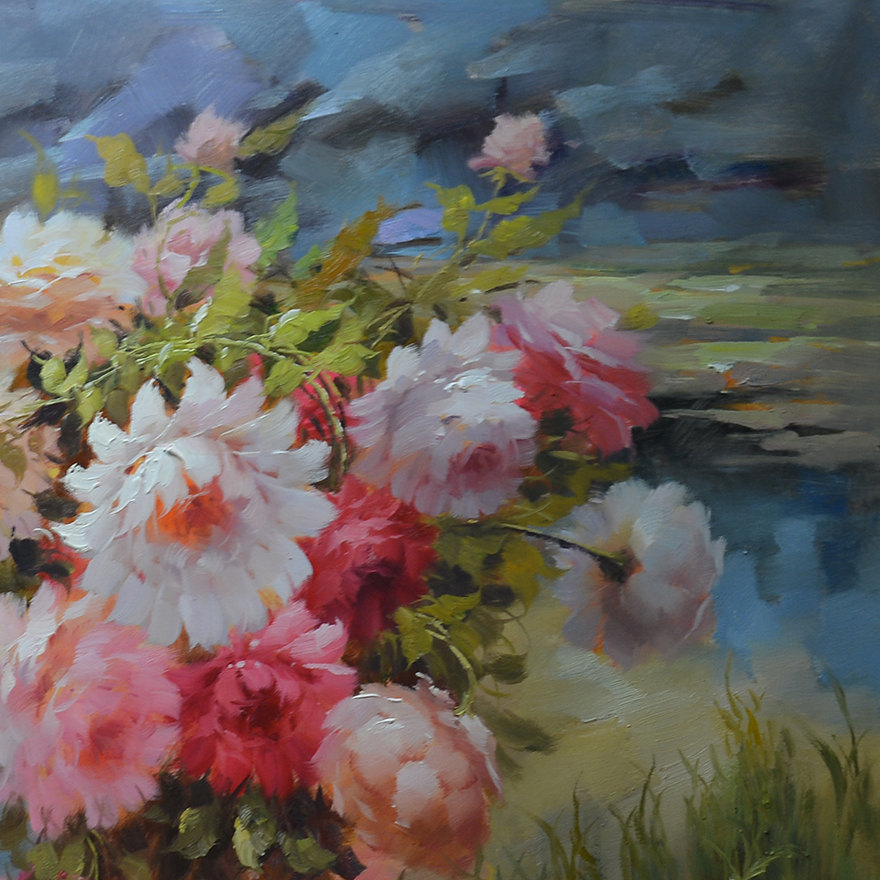 知名油画家 罗国玉 《醉春风》01 120*120【恒福艺术】