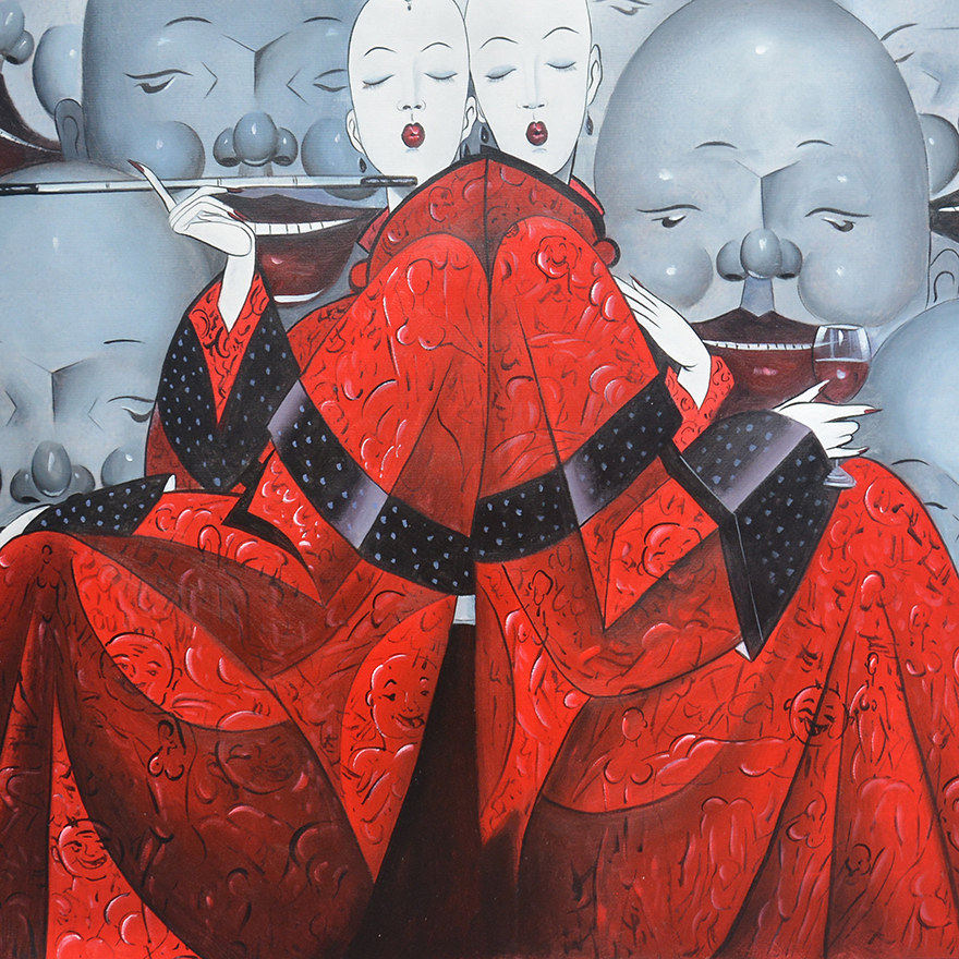 罗国玉100x100 《吸烟的女人》03 知名油画家 【恒福艺术】