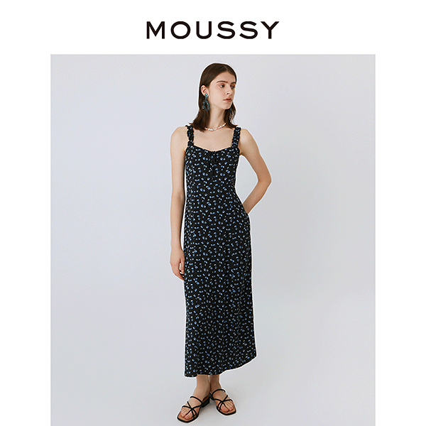 【张淼怡同款】MOUSSY 夏季度假风碎花吊带连衣裙028GSZ30-0590