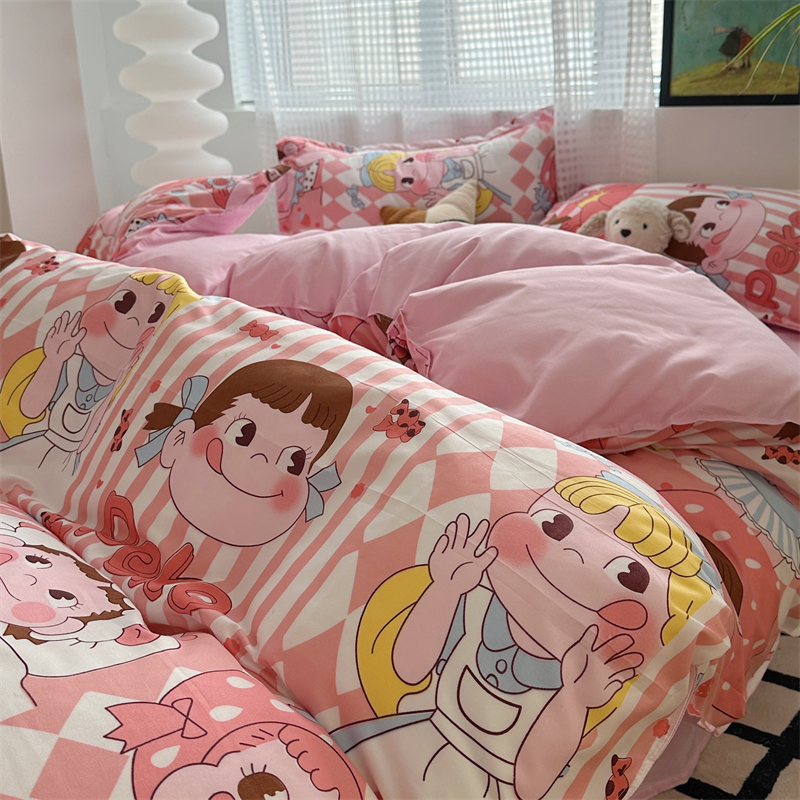卡通女孩床上用品三件套学生宿舍床单被套四件套2024新款被子被罩